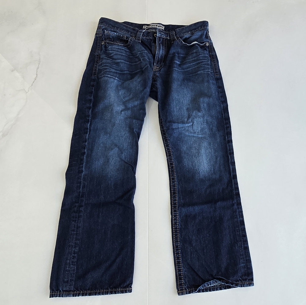 Express Men's Kingston Classic Fit Boot Cut Blue Jeans - 36 x 34